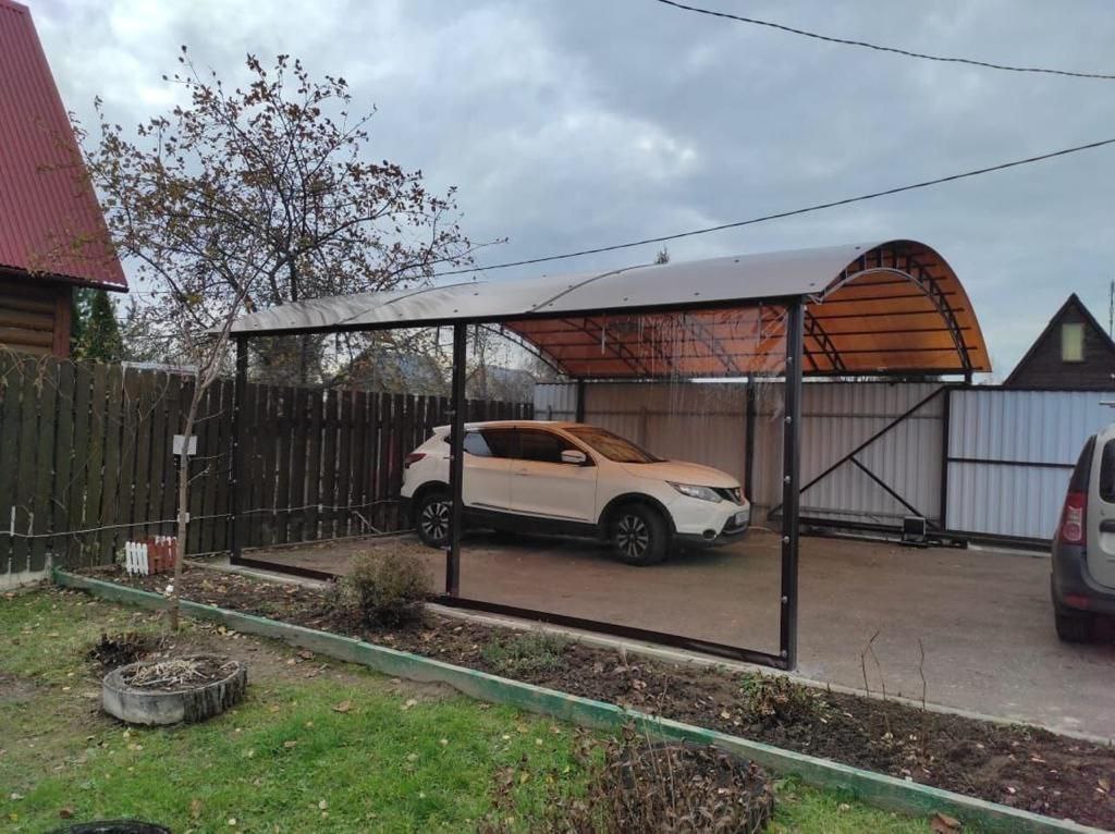 Прозрачные шторы ПВХ для навеса под автомобиль в посёлке Семибратово